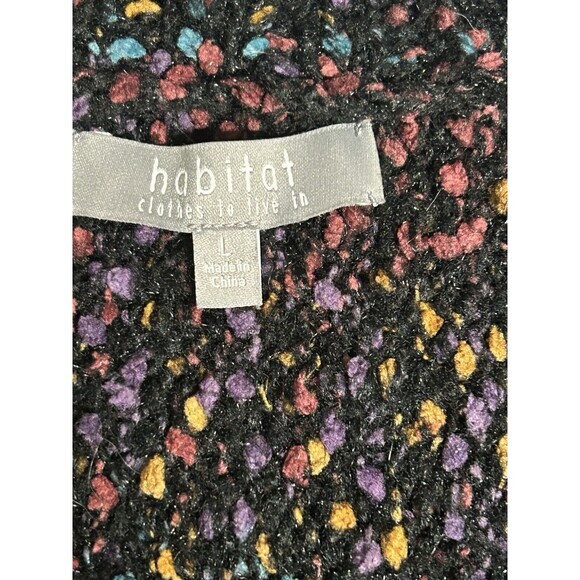 Habitat Sweater Womens Large Black‎ Long Sleeve Wood Button V-Neck Cardig… - Picture 5 of 7